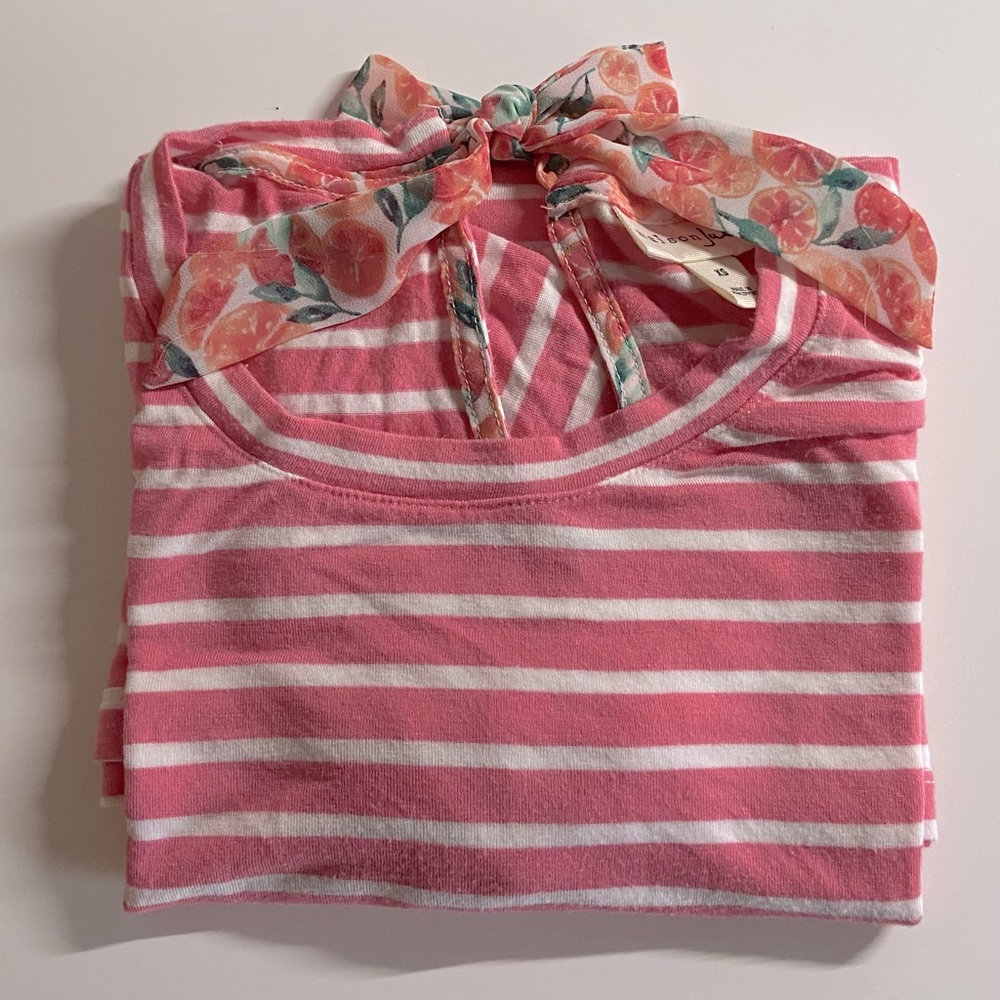 Maison Jules pink striped crew neck tee